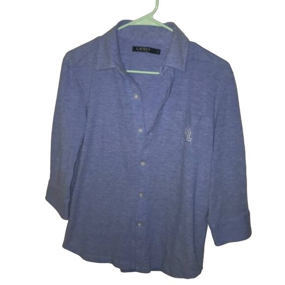 Ralph Lauren 3/4 sleeve logo button down M - Picture 1 of 4